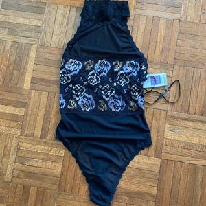 Hanky Panky Halter Neck Body Suit in Mesh and Lace